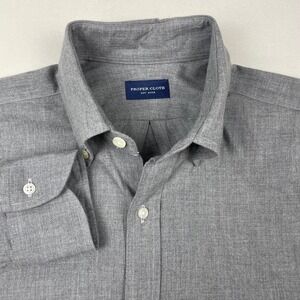 Proper Cloth Mens Med Button Down Shirt Grey Long Sleeve Cotton 1118-PCF2137-16